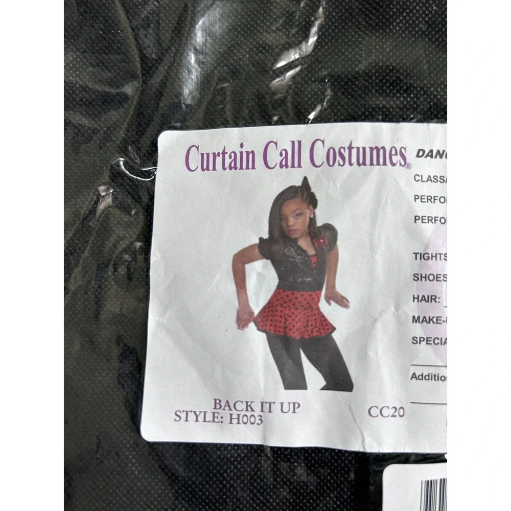 Dance Curtain Call Costume CLA CXL Red Black Polka Dot Sequin Recital H003 2 NEW
